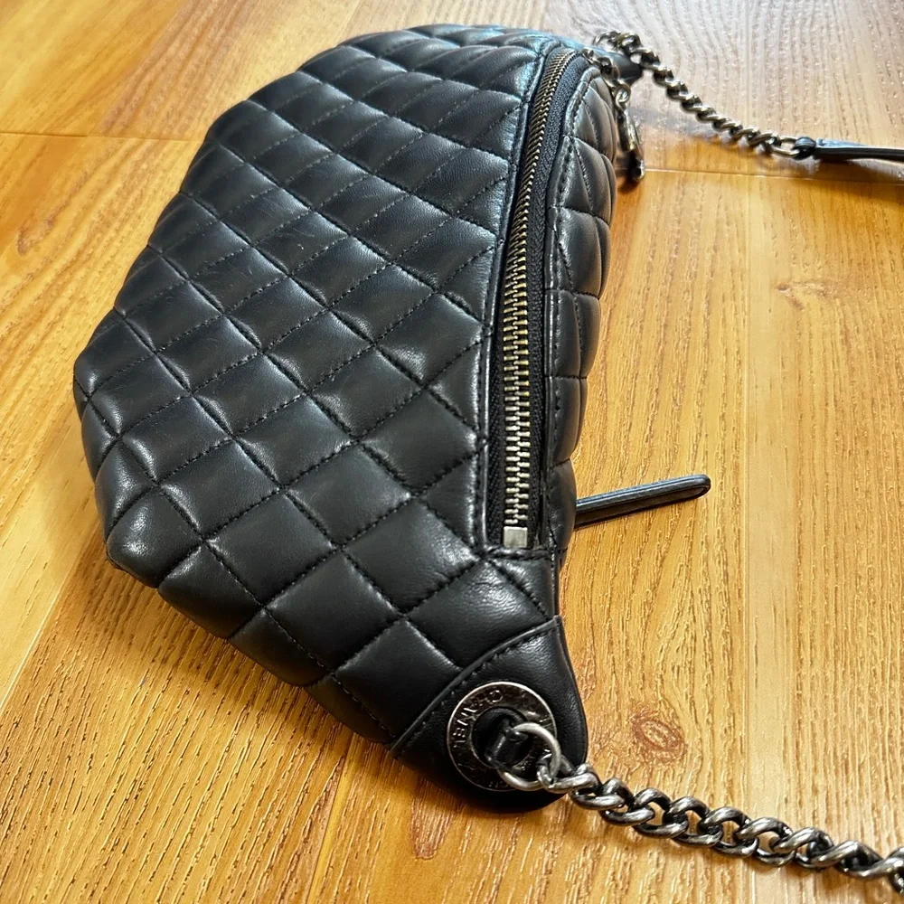 CHANEL  Black Quilted Crossbody Bag with Chain - Picture 5 of 14